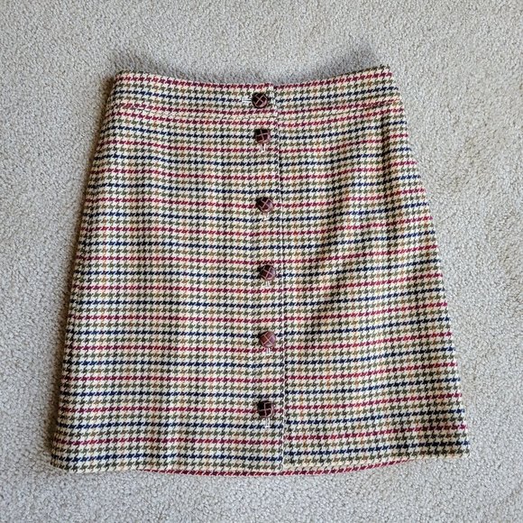 NWOT Talbots wool-blend houndstooth button skirt 19" long - Picture 1 of 9
